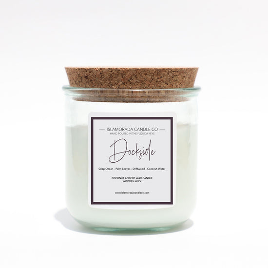 A Florida Keys inspired candle with wooden wick and Dockside scent notes