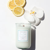 A Florida Keys inspired candle with wooden wick and Bay Side scent notes in a 12oz vessel
